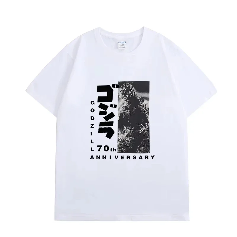 

2025 Summer Men's Fashion 100% Pure cotton Japanese Godzilla 70th Anniversary Printed short-sleeved T-shirt