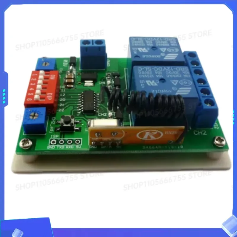 433M DC5V 2 Channel Multifunction Wireless Controller Timer Delay Relay Learning Code for EV1527 PLC Control Relay Module