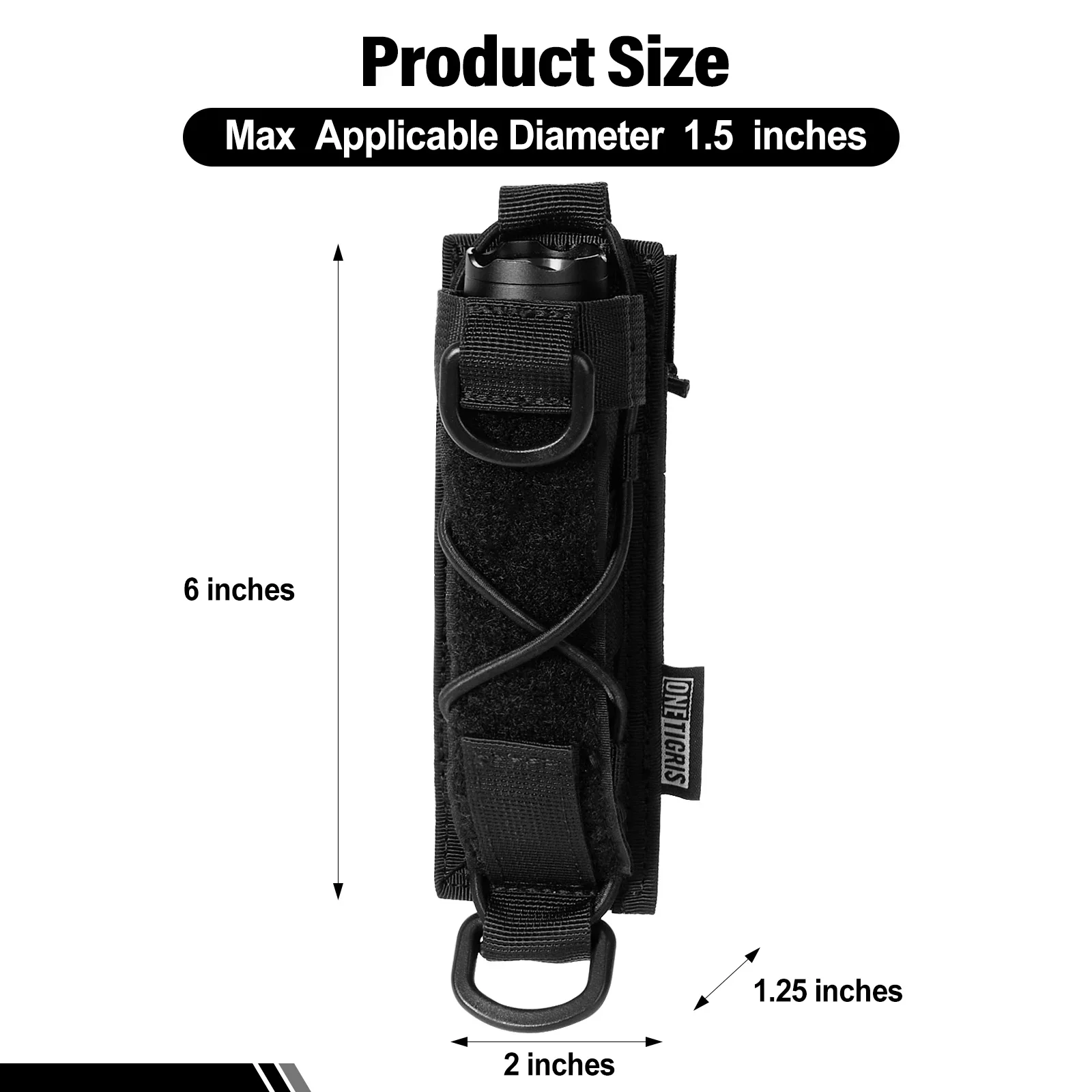 Onetigris coldre tático para lanterna molle, suporte para tocha, cinto, bolsa de ferramentas utilitárias de topo aberto para caminhadas ao ar livre, acampamento
