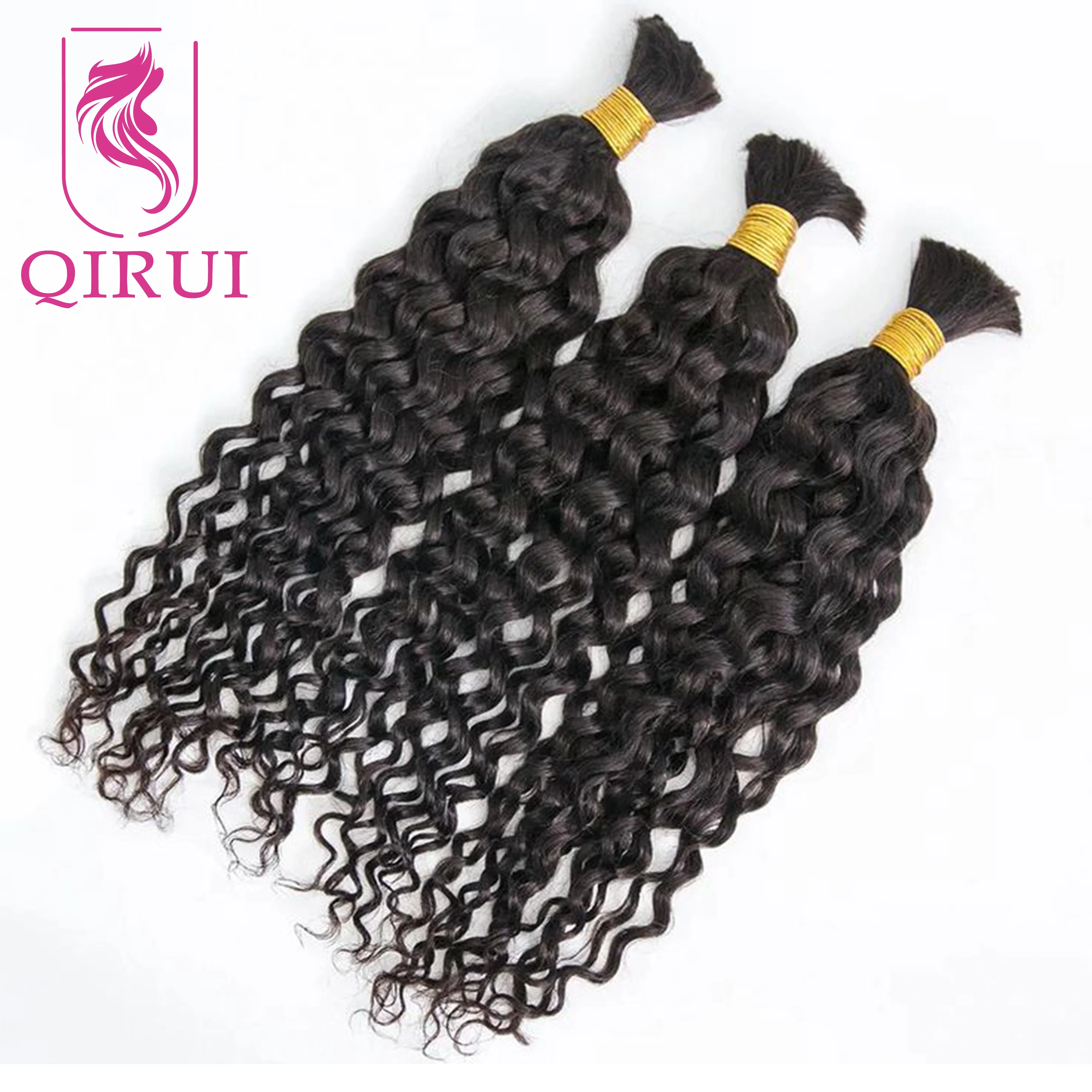 Bulk Braiding Human Hair #2 Bulk Water Wave Human Hair For Braiding Boho Knotless Braids Double Drawn Bulk Human Hair Curly