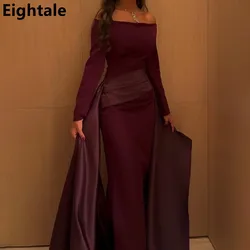 Eightale Burgundy Saudi Evening Dress Off Shoulder Long Sleeve Mermaid Women Party Prom Dresses Dubai 2025 Customized