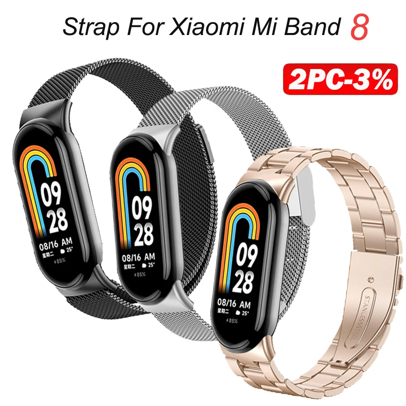 

Milanese Loop Strap for Xiaomi Mi Band 8 NFC Sport wristband Miband8 Smart Watch Replacement Bracelet for Miband8 Accessories