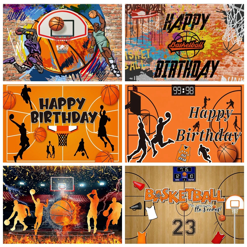 Custom Basketball Field Stadium Boy Birthday Party Decor Sports Game Theme Background Photography Backdrop Studio PosterBanner