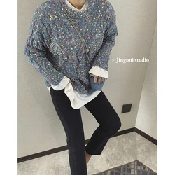 2022 New Woman Y2k Clothes Plaid Twisted Knit Sweaters Oem Pullovers Top Korean Fashion Vintage Winter Goth Jackets Cardigans