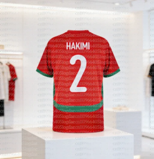 Maillot de football d'entraînement Maroc Home Hakimi N°2 2025-2026, même style, respirant, pour adultes et enfants, collection automne