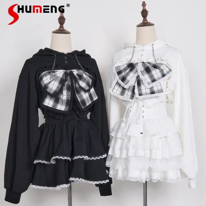 Lolita Sweet Y2k Bowknot Vest Dress And Short Sweatshirt 2-Piece Set SC Mine Series Japanese Subculture Mass-Produced Liz Suit