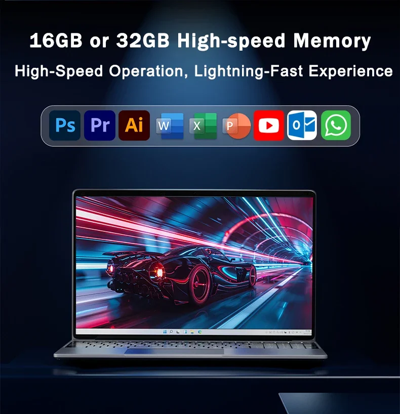 Laptop Leve de 14.1" com 32GB de RAM, 2TB SSD, Bateria de 5000mAh, Windows 11, Teclado Retroiluminado, Leitor de Impressão Digital para Negócios e Jogos, Intel 6500Y