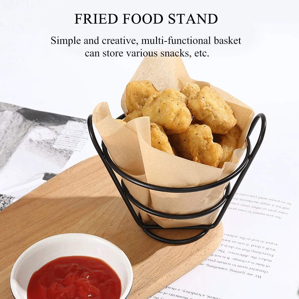 

4Pcs Iron Snack Basket High Quality French Fries Holder Large Hollow Design Fried Food Serving Basket French Fry Holder