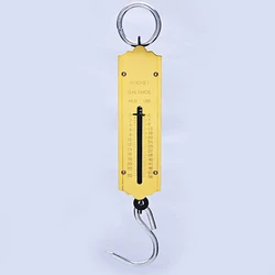 Fishing Scale with Marking Scale Hanging Hook Scale Portable Mechanical Luggage Scale 12/50kg for Household Yellow