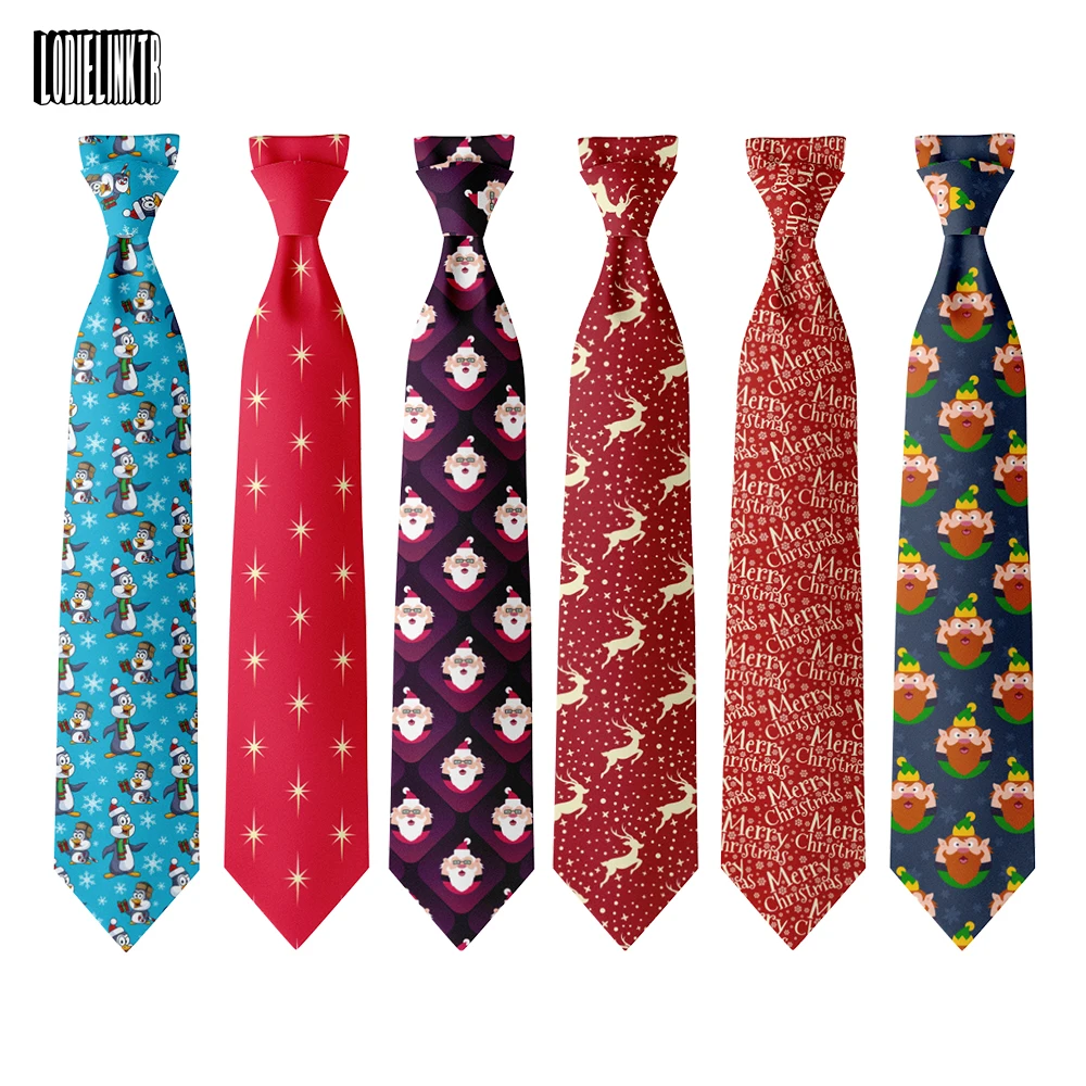 Christmas Printed Tie 8cm Adult Wide Polyester Narrow Shirt Suit Accessories Wedding Party Necktie Men Women Christmas Gifts