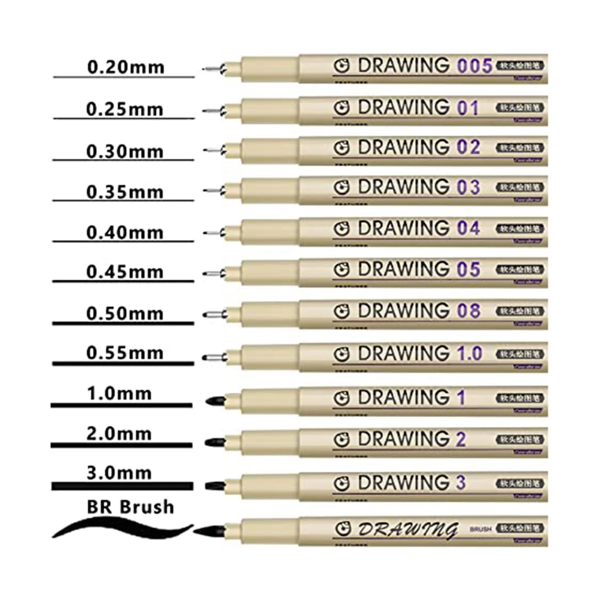 Painting Art : 12 Black Waterproof Ink Set Markers Drawing Sketch Anime Watercolor