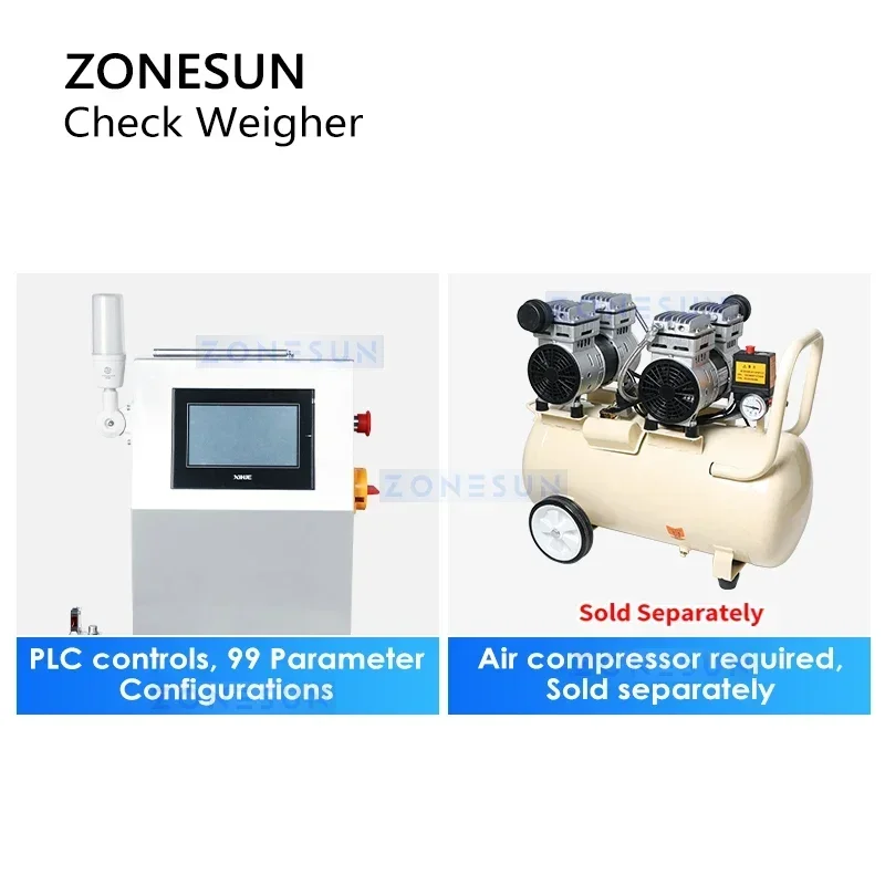 ZONESUN เครื่องชั่งตรวจสอบอุตสาหกรรม เครื่องชั่งแบบอินไลน์ เครื่องชั่งน้ําหนักอัตโนมัติ การตรวจสอบน้ําหนักผลิตภัณฑ์ ZS-MD210