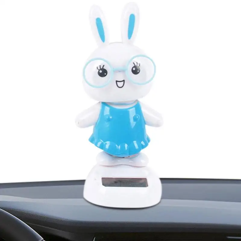 Solar Powered Swinging Toys ABS Animal Shape Cute Rabbit Solar Dancing Toy For Car Interior Dashboard Decor Desktop Ornament