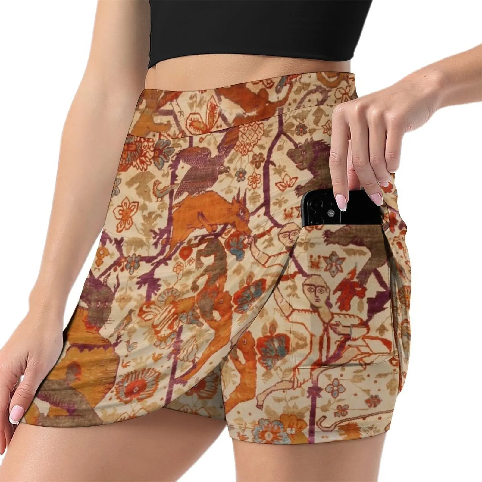 Tapete animal mini-saia para mulheres, roupa exterior, muito raro, tendência mini-saia, novo, 2024