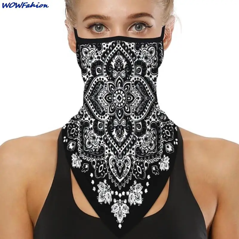 Ice Silk Ear Loops Neck Gaiter Face Scarf Cover Motorcycle Cycling Face Mask Men Skull Cap Sun Protection Balaclava Bandana