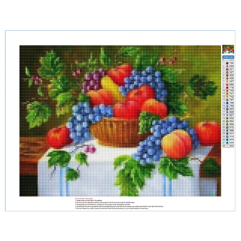 5D DIY Diamond Painting Fruit Flower Full Circle Diamond Mosaic Diamond Embroidery Home Art Decoration Birthday Gift