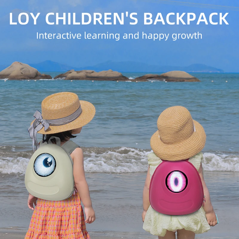 Big Eyes Glowing LED Backpack Puzzle Doodle LED Backpack Cartoon Cute School Bag Men's and Women's Backpacks