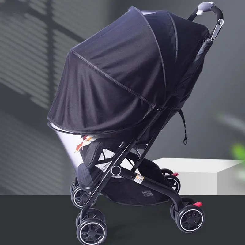 Stroller Sunshade UPF50 Stroller Gnat Mesh Net Canopy Breathable Two-Way Zipper Bassinet Attachment For Outdoor baby Travel