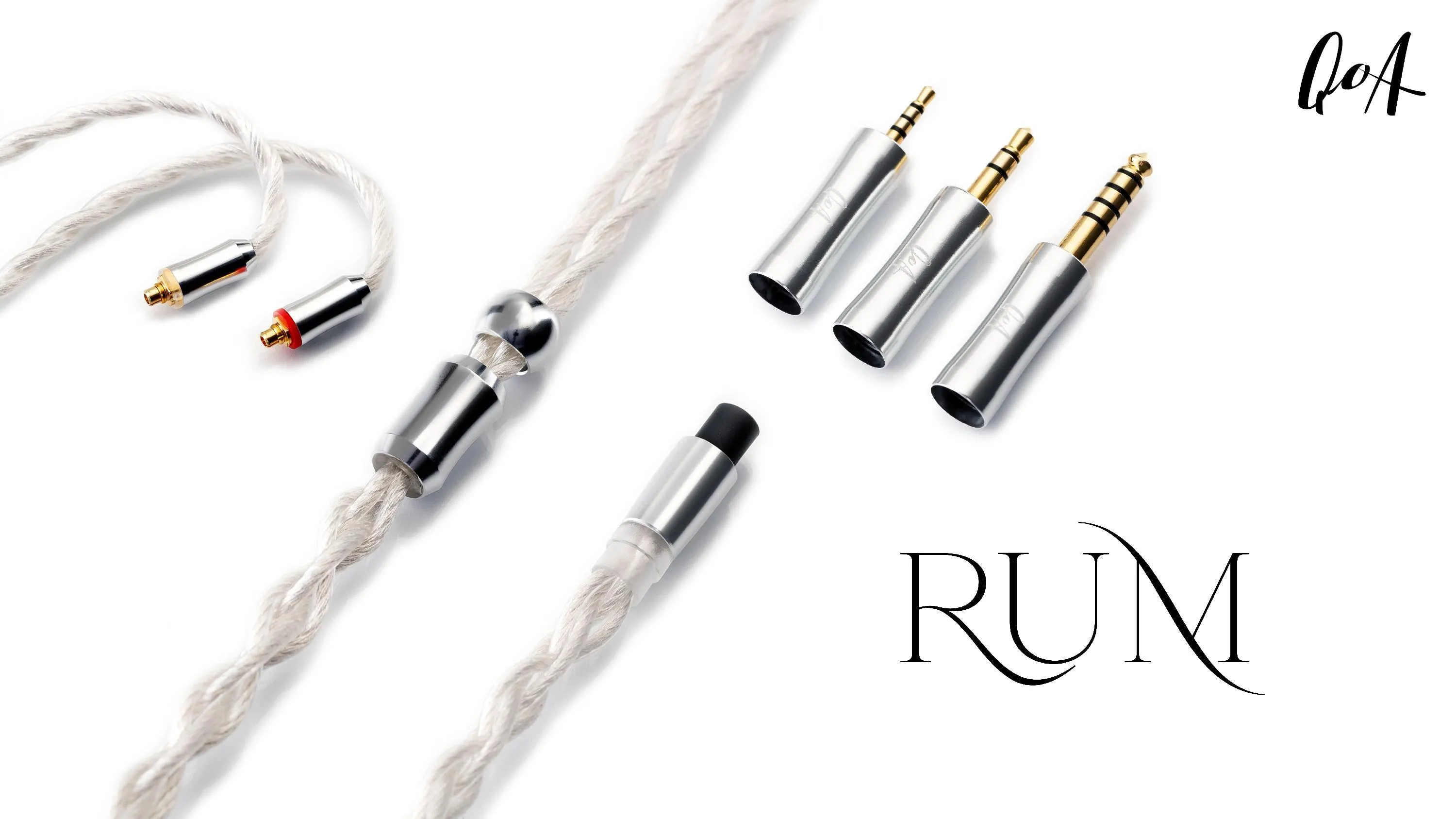 QoA RUM Modular Upgrade Cable (2.5+3.5+4.4), 6N OCC with Silver Plated, 4 Core Cross Braided, 0.78 2pin / MMCX Connector