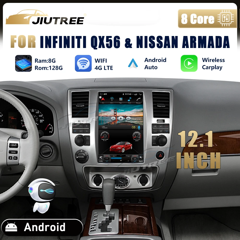 Android Car Radio For Infiniti QX56 & Nissan Armada 2009-2010 GPS Navigation HD Touch Tesla Screen Multimedia Player Carplay