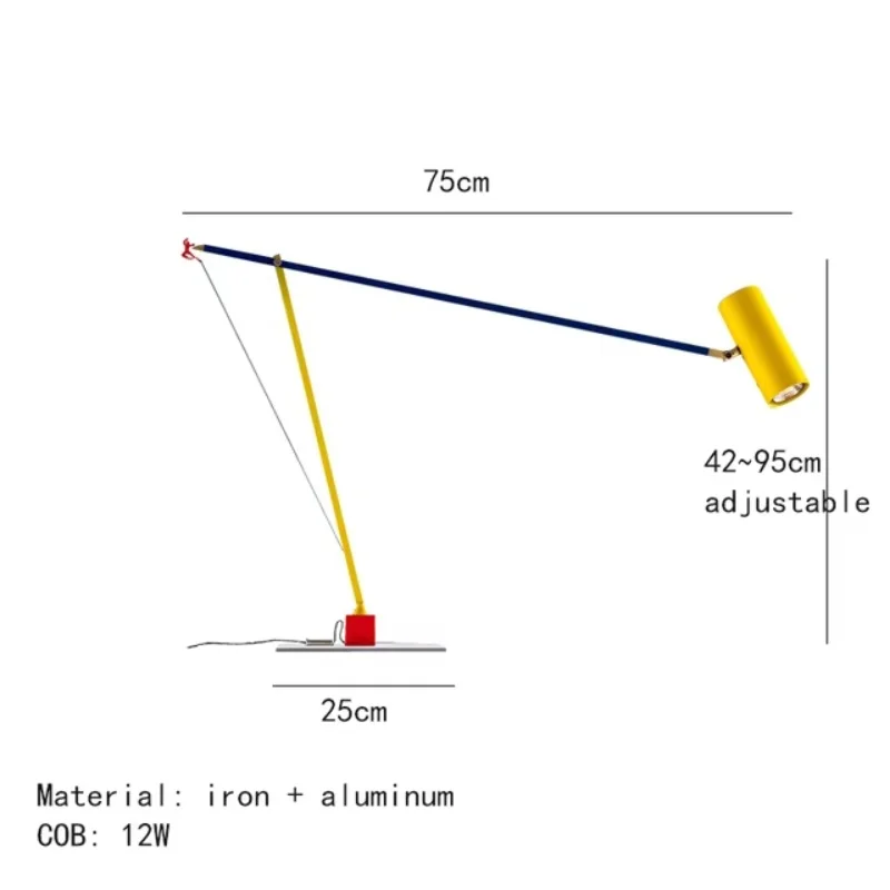 Floor Lamp Long Arm Lights Metal Rainbow Lamp Bedroom Joint Rotating Height Adjustable Children Room Decoration Light Desk Lamp