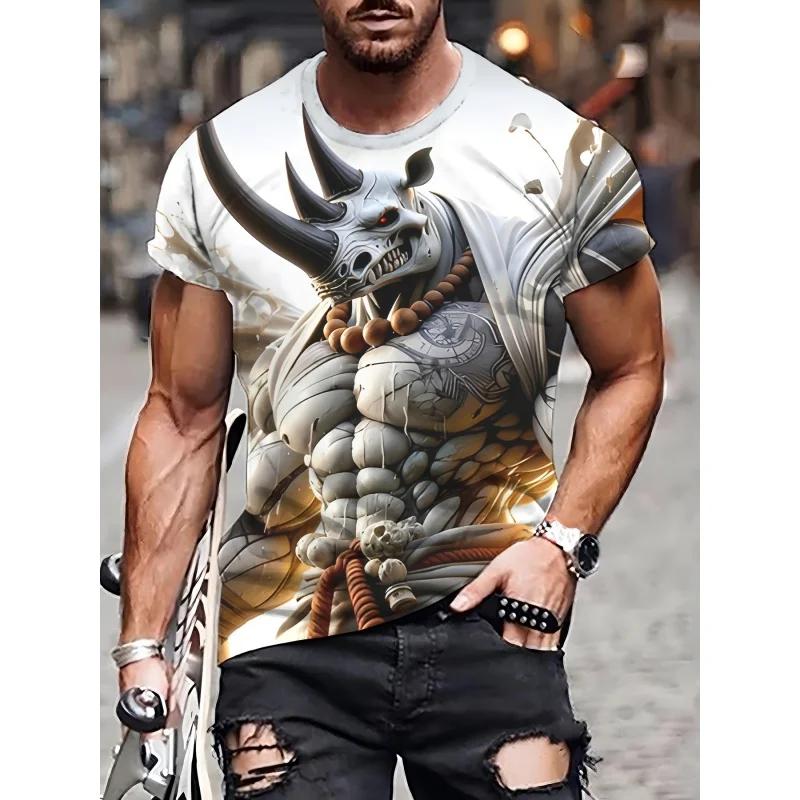 Muscle Dog Cow Pattern T-Shirt For Men Cool Animals 3D Printed Tees Casual Unisex Short Sleeve Round Neck Tops Street T Shirts