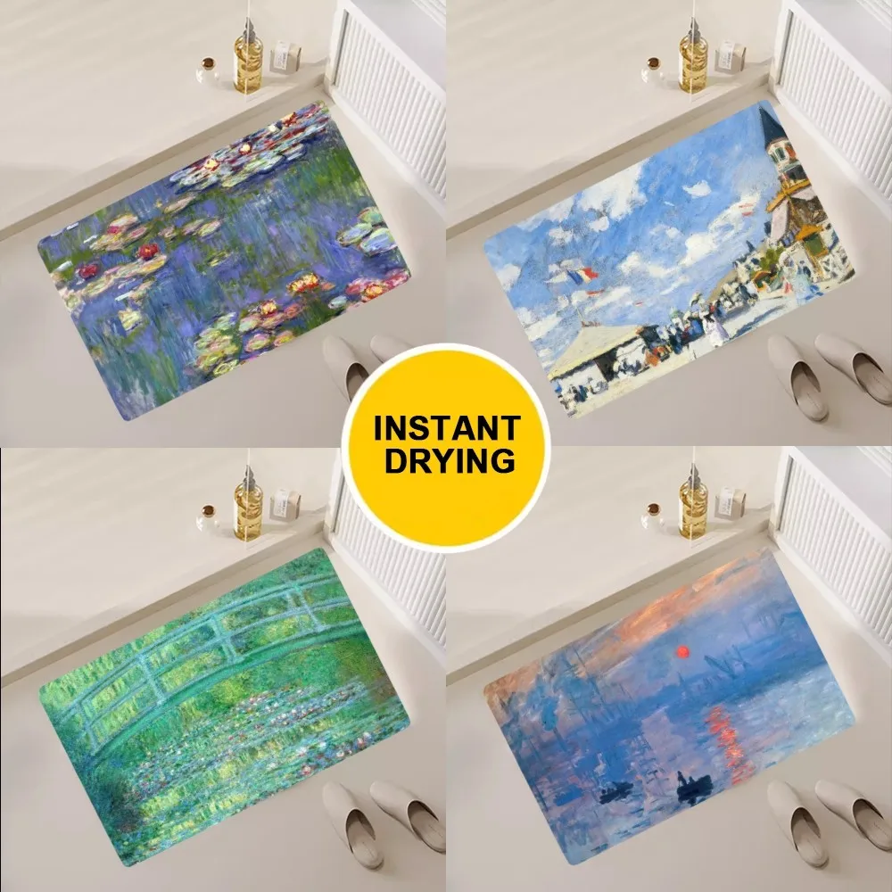 

Claude Monet Painting Art Aesthetic Floor Mat Bedroom Kitchen Door Bath House Super Absorbent Foot Non-slip