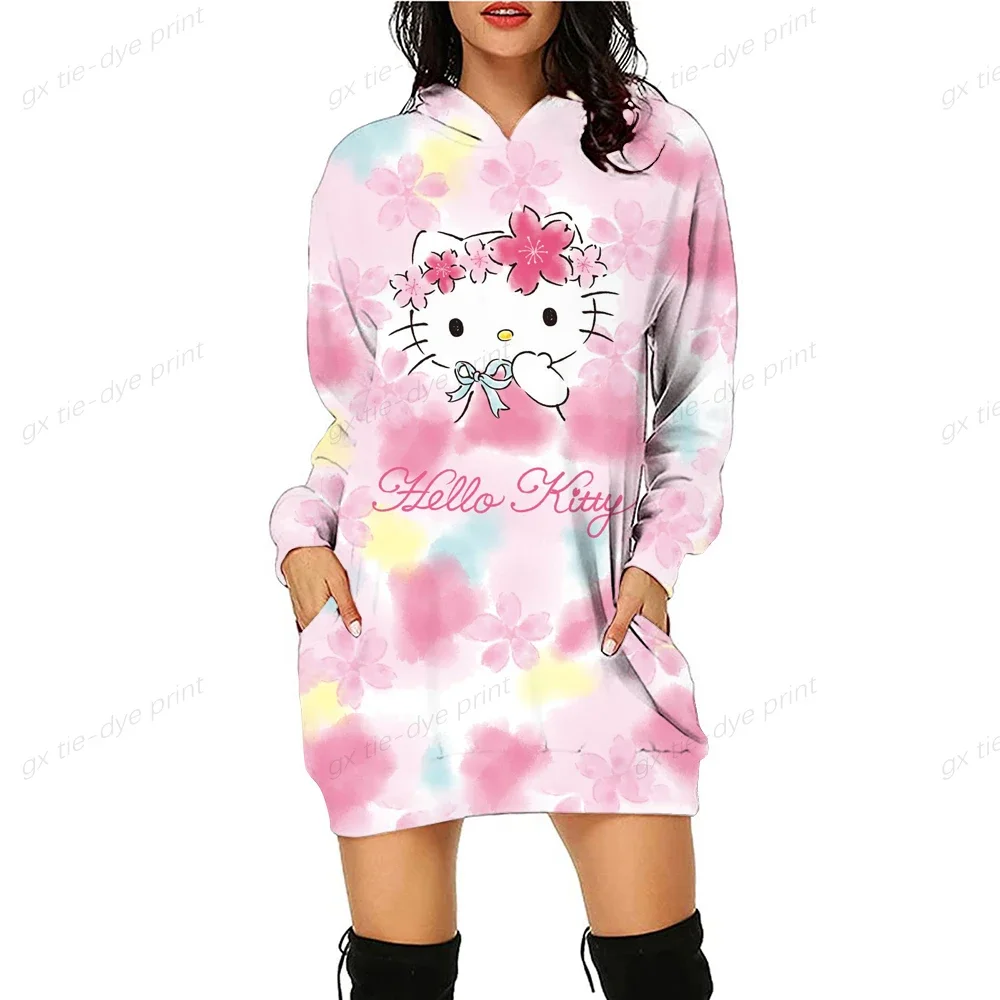 Original Design HELLO KITTY Hoodie Printed Anime Spice Hoodie Cartoon Top Versatile Sweatshirt Fashion Hoodie Dress Women