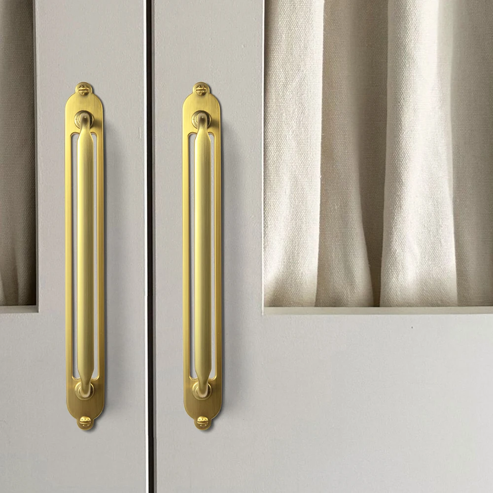 Goo-Ki Brushed Gold Zinc Alloy Cabinet Handle with Backplate Vintage Drawer Handles Closet Classic Retro Home Kitchen Hardware