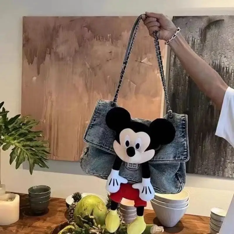 Nuovo Kawaii Miniso Mickey 2024 Vintage Cowboy Trend Bag borsa a catena per bambole borsa per ascelle a tracolla di grande capacità per ragazze