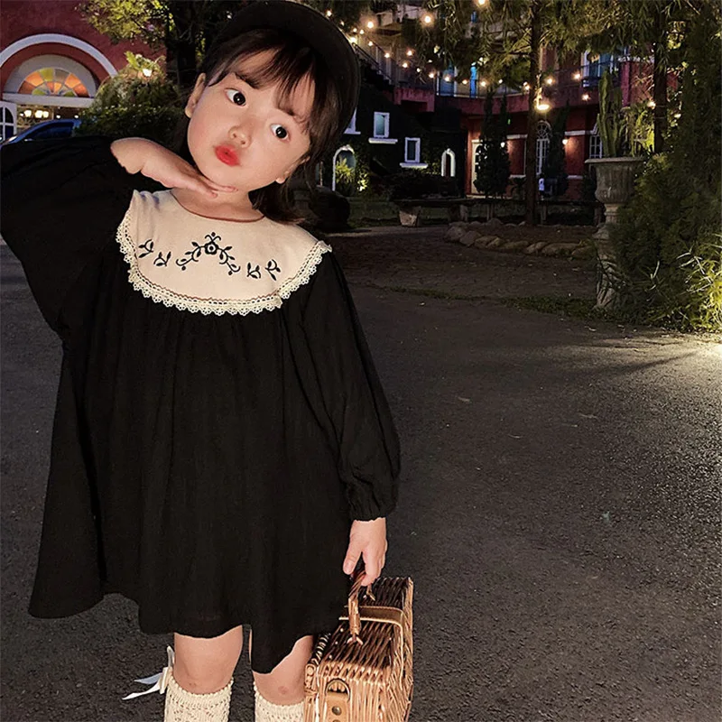 Girls' Dress 2025 Autumn New Collection Children's Lace Retro Palace Style Japanese Korean Edition Children's Dress