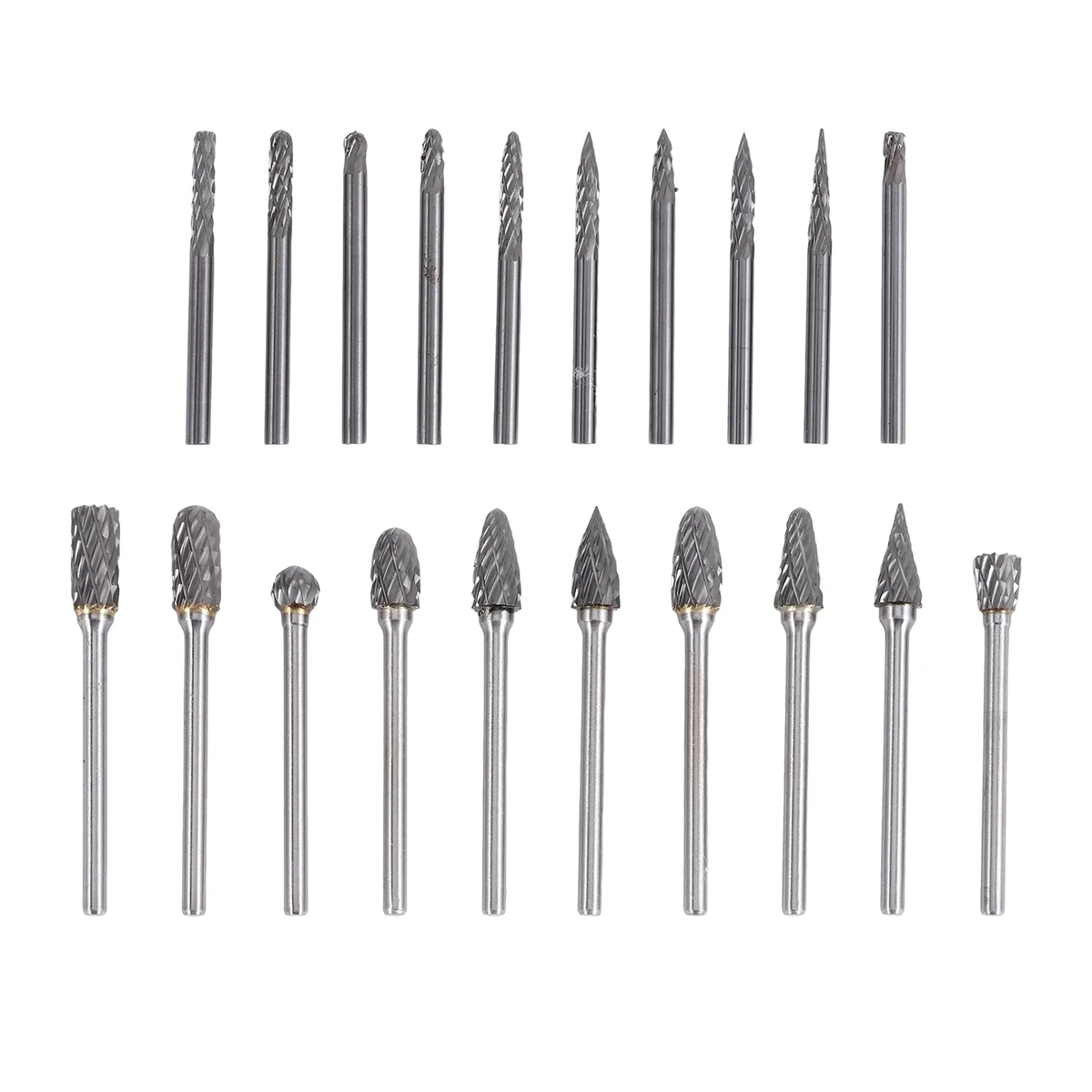

Double Cut Carbide Rotary Burr Set 20Pcs Die Grinder Bits 1/8 inch Shank Tungsten Carbide Cutting Burrs for Wood WorkingAB32