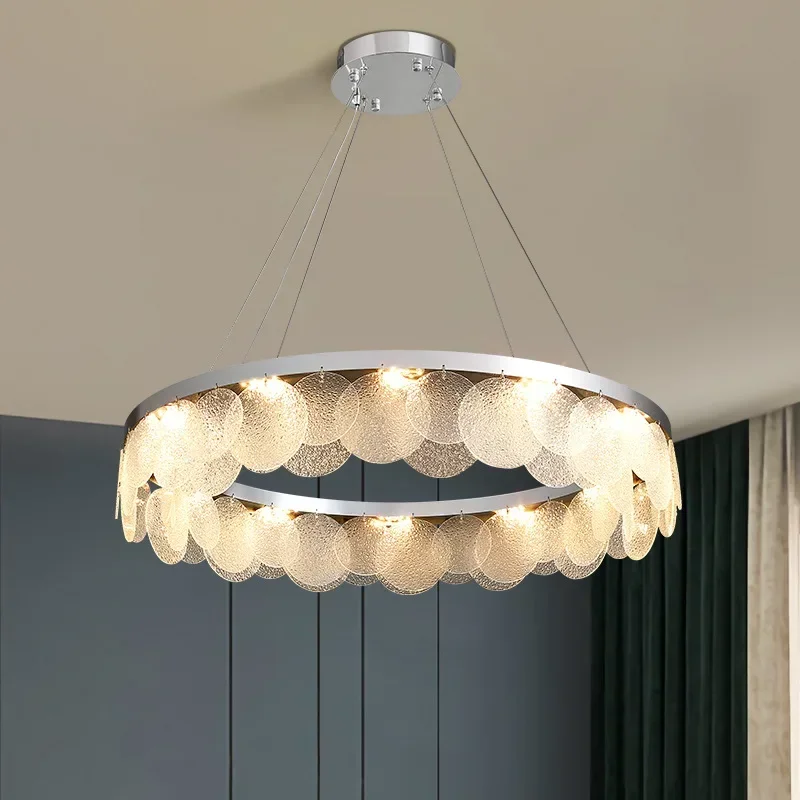 Modern LED Ceiling Lamp Metal Art Glass Chandelier Hanging Lamp Living Room Kitchen Indoor Decoration Ceiling Lustre Fixture