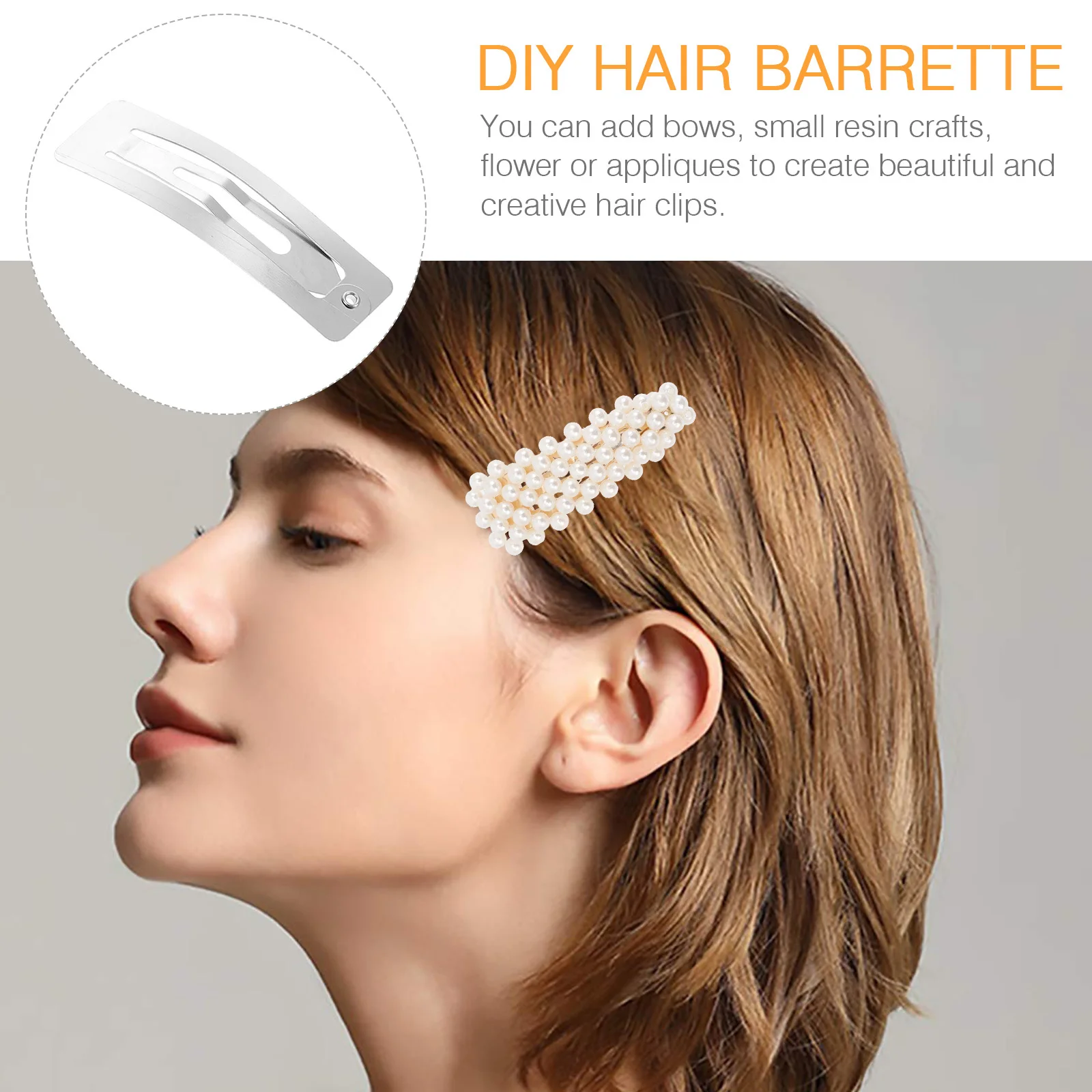 

100pcs Rectangle Snap Clips Iron Hair Barrette Diy Handmade Hairpin Accessories For Craft Projects Gift Making Snap Hair Clip