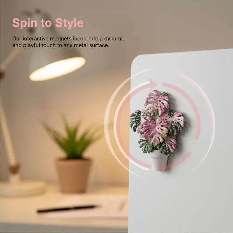Mini Rotatable Artificial Plant Fridge Magnets Realistic Green Leaf Design Cute Decor for Student Locker Whiteboard