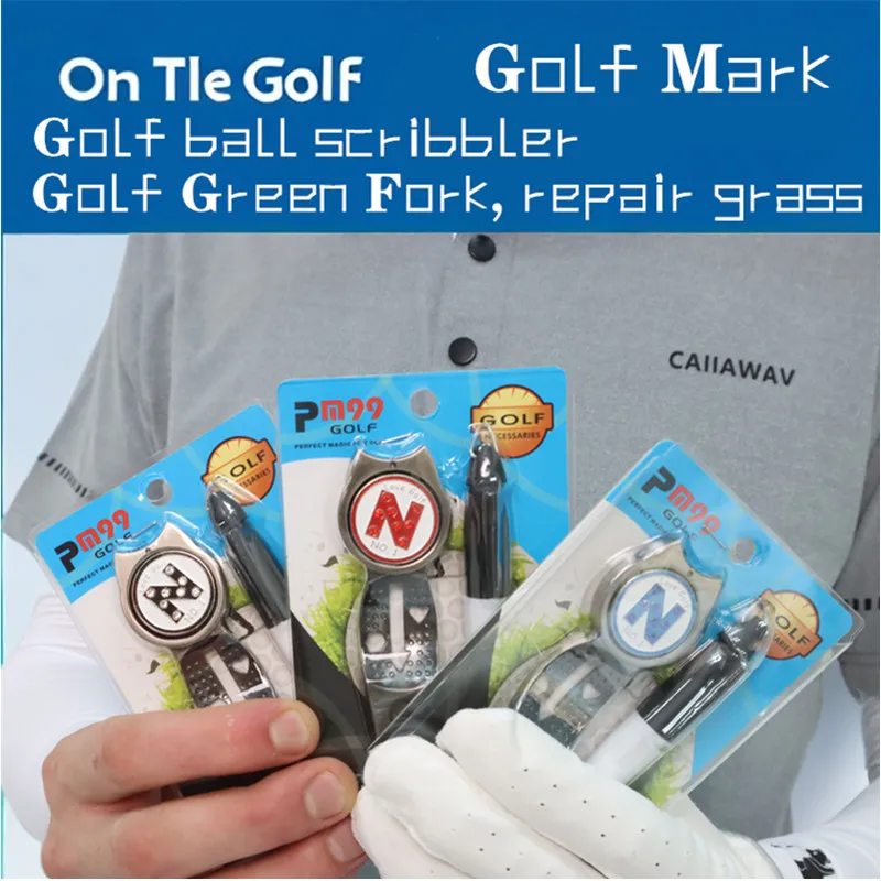 Three-in-one GOLF accessories GOLF line drawing device GOLF green zinc alloy GOLF metal mark