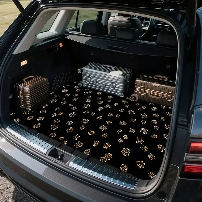 1pc Stylish Black Flower Design Car Mat - Made For Multi-Purpose Use, Great For And Suvs, Improves Your Vehicle'S Interior With
