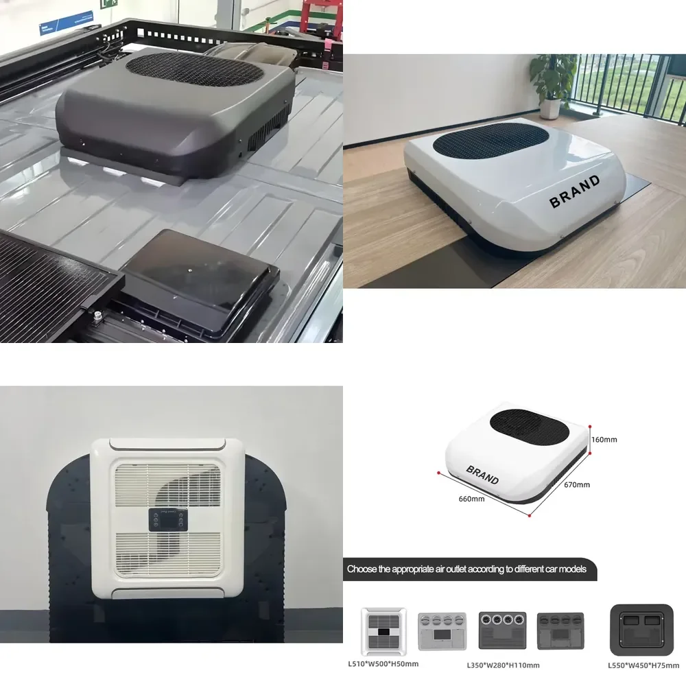 【2026 New Arrival】 12V/24V/48V Electric Mini AC Roof Parking air Conditioner Cooler for RV Truck Caravan Van Rooftop Parking