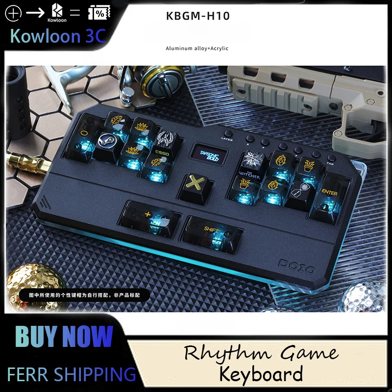 DOIO Rhythm Game Mechanical Keyboard KBGM-H10 Mini Portable Handset Low Profile Switch Aluminum Alloy Custom Hot Swap