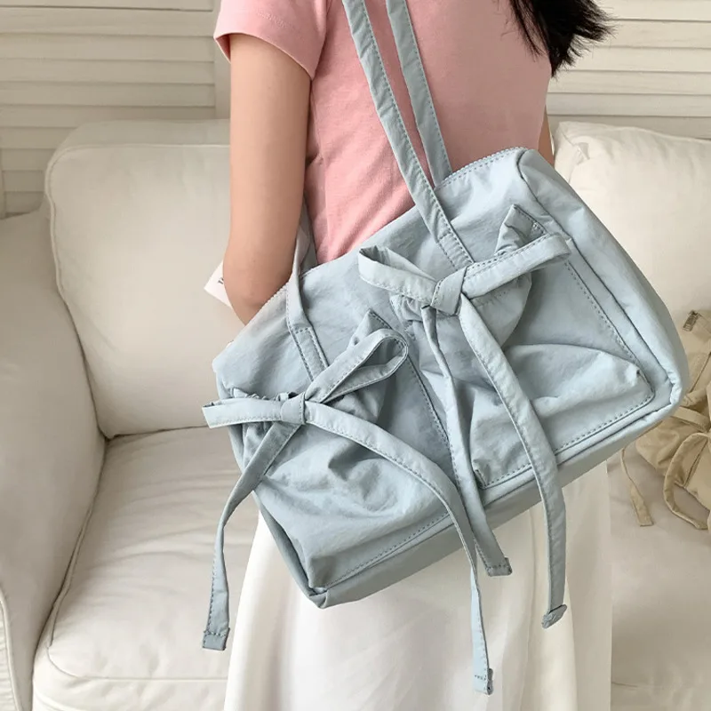 Women Casual Tote Handbag Zipper Fashion Girl Shoulder Bag Nylon Cross Body Shoulder Bag Large Capacity Outdoor Daily Bag Purse