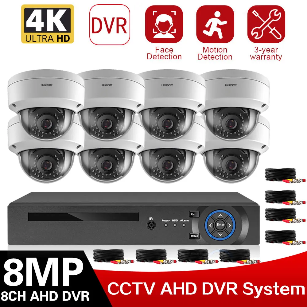 

CCTV Camera Security System Kit Color Night Vision 4K 8CH AHD DVR Kit Outdoor Waterproof Bullet Camera Video Surveillance System