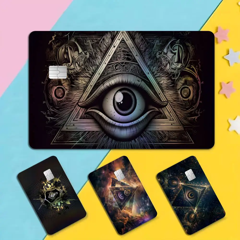 Freemason Illuminati Anime Rainbow Laser Bank Card Stickers Self Adhesive Waterproof Daily Ornament