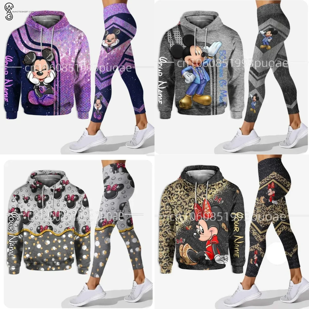 New3D Yoga Pants Sports Disney Yoga Set Fashion Sportswear Essential Hooded felpe топWomen's Set Sports womens graphic hoodie