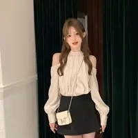 Spring Sweet Blouses For Women O-neck Long Sleeve Off Shoulder Tops Temperament Fashion Female Shirts Korean  Ladies Clothes - Image 4