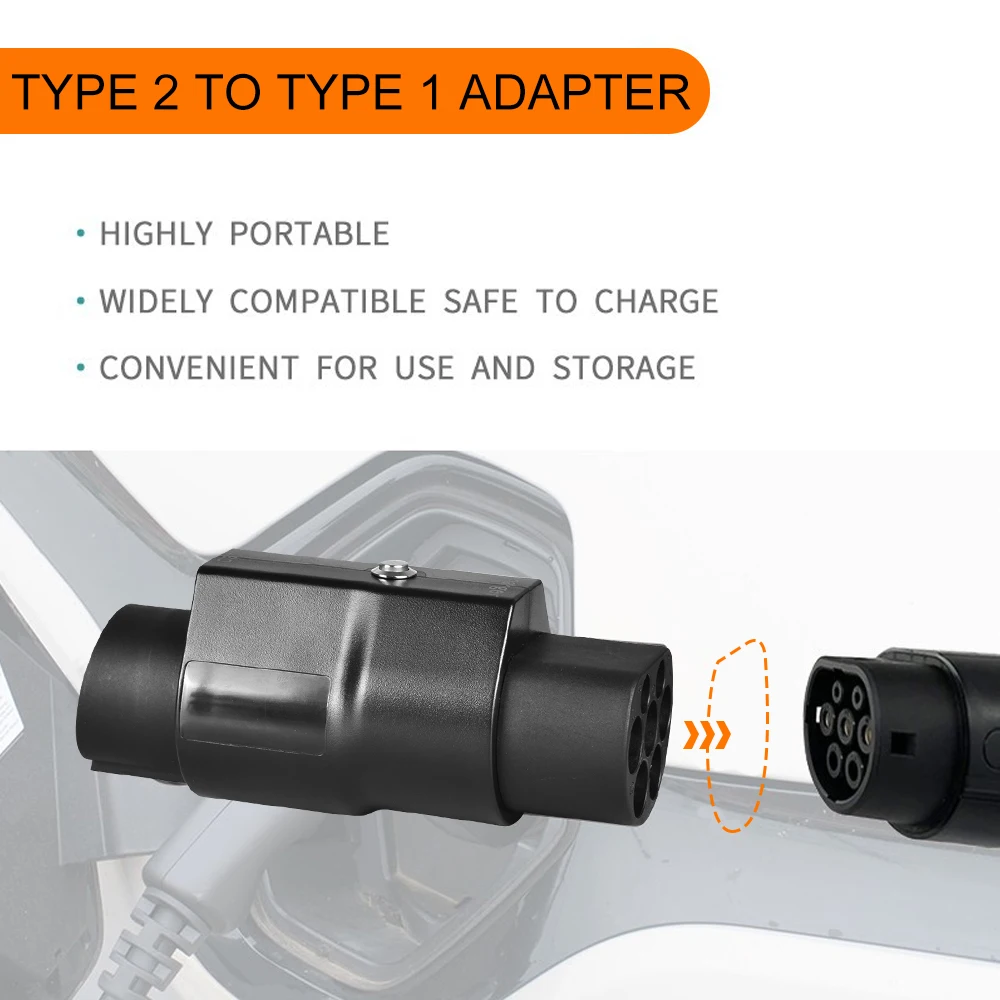 Electric Vehicle Charging Connector 16A/32A EV Car Charger Adapter Converter IEC 62196 J1772 EVSE Accessories Type2 To Type1