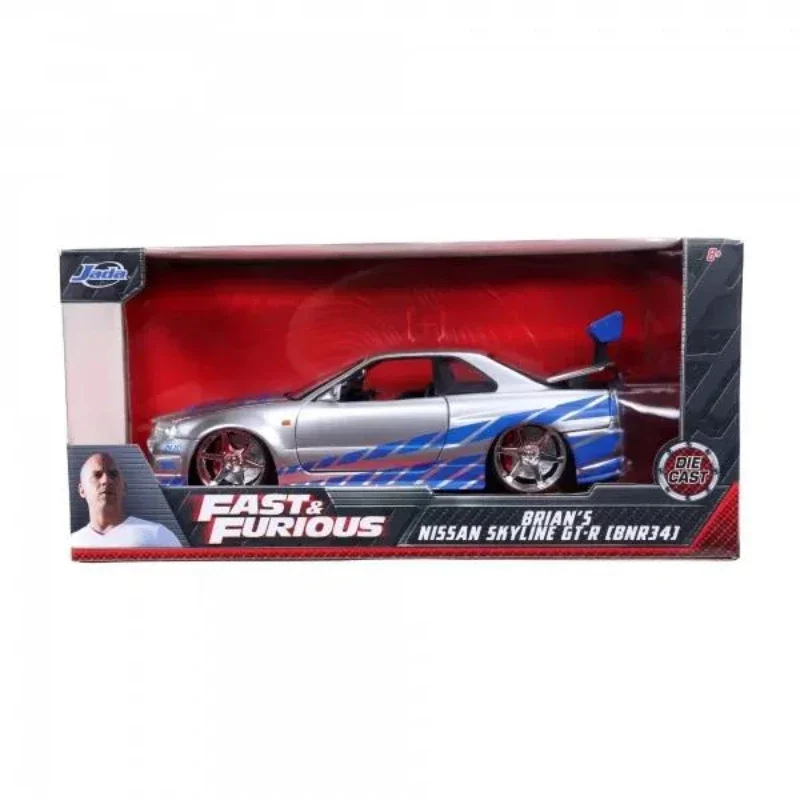 Jada 1:24 Fast and Furious Nissan Skyline GTR R34 Diecasts Toy Alloy Metal Car Model High Simulation Collectible Toys Gift