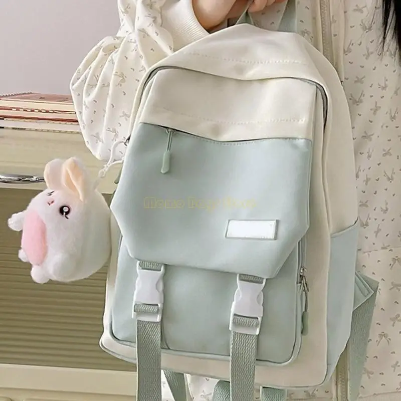 X90D Contrast Color Small Backpack College College College Nylon Captop Bag for Daily