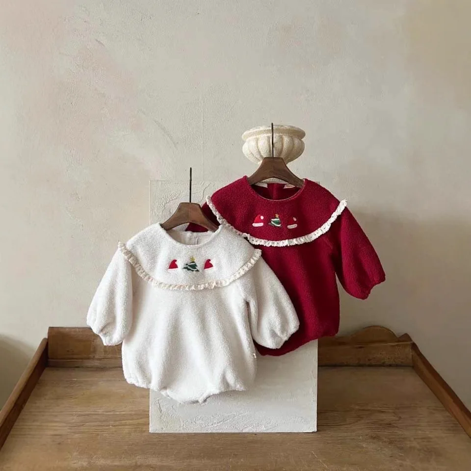 رومبير عيد الميلاد زي Ins الطفل الكورية أفخم نيسيي الدافئة طويلة الأكمام بذلة الخريف الشتاء جديد عصري مريح #1