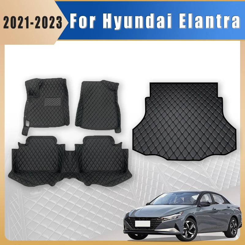 

Car Floor Mats Trunk Carpets For Hyundai Elantra 2021 2022 2023 Foot Pads Auto Accessories Interior Pedal Products Covers Parts