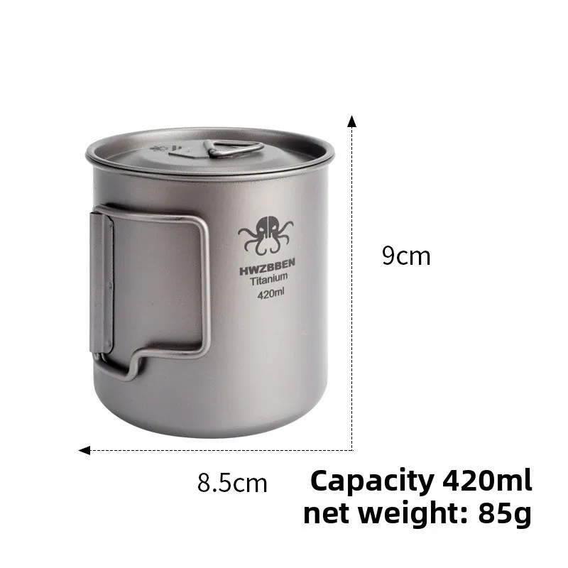 Pure Titanium Mug Coffee Water Cup Portable 420ml Collapsible Travel Cup for Outdoor Picnic Camping Hiking Lightweight Use Tools